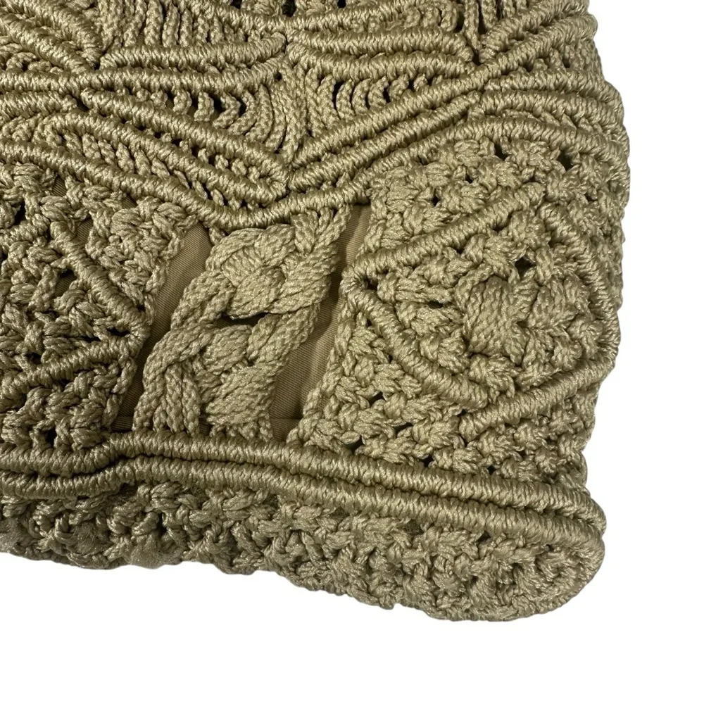 Macramé Handbag ~ Tan lined Boho Style bag with bamboo handles